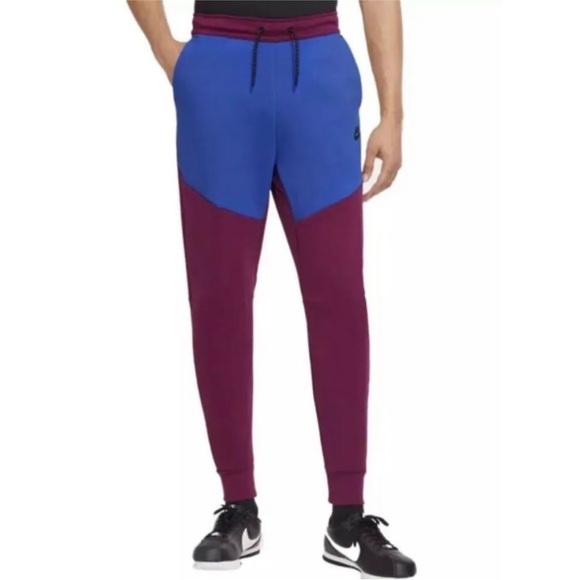 Nike Men's Sportswear Tech Fleece Joggers Sangria/Game Royal Large - Picture 2 of 8